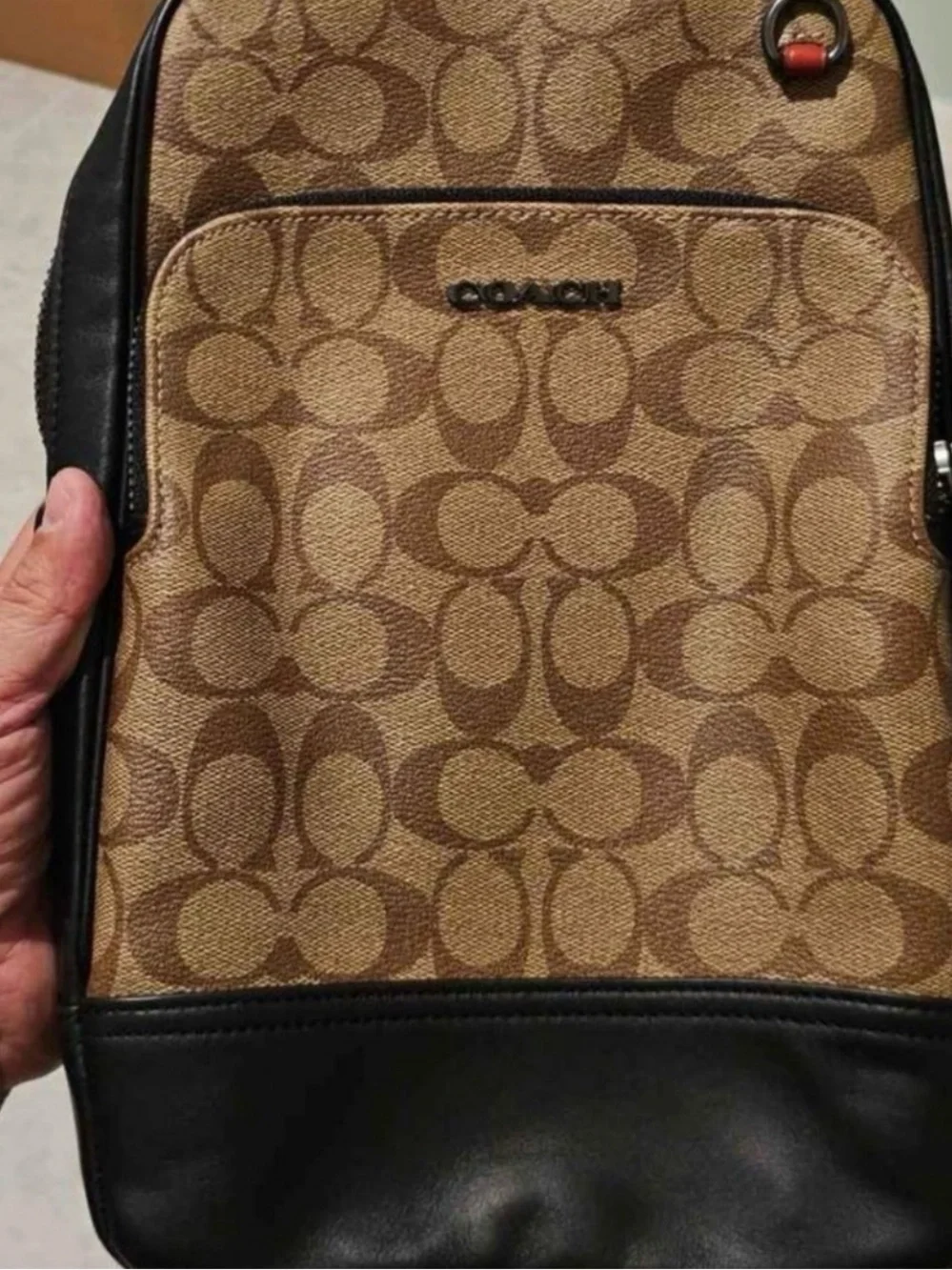 Coach Men's Ethan Sling Brown Signature  Canvas Leather Backpack Travel Bag NWOT